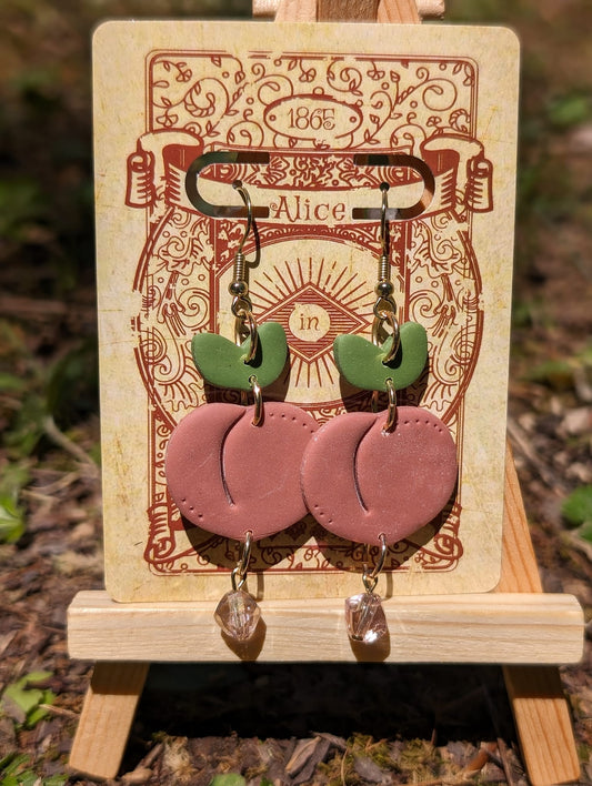 Peachy Keen | Bejeweled Dangle Clay Earrings