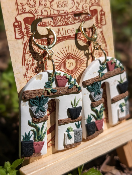 The Terracottage | Potted Plant Bookshelf Clay Earrings