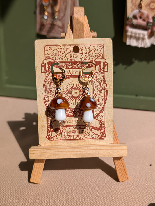 Mushy Mushrooms Glass Bead Earrings 🤎