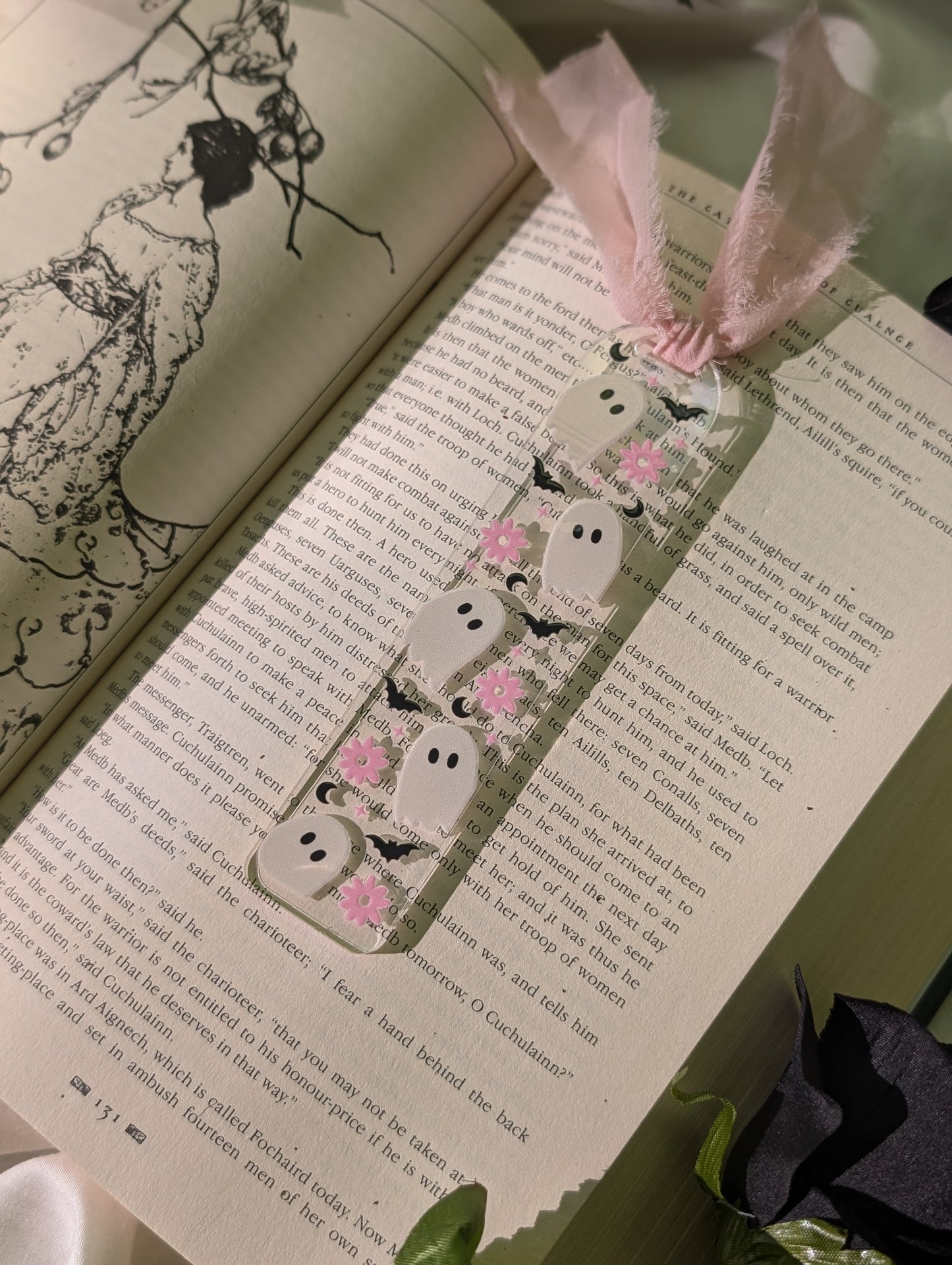 Feelin' Ghosty Pink Halloween Acrylic Bookmark