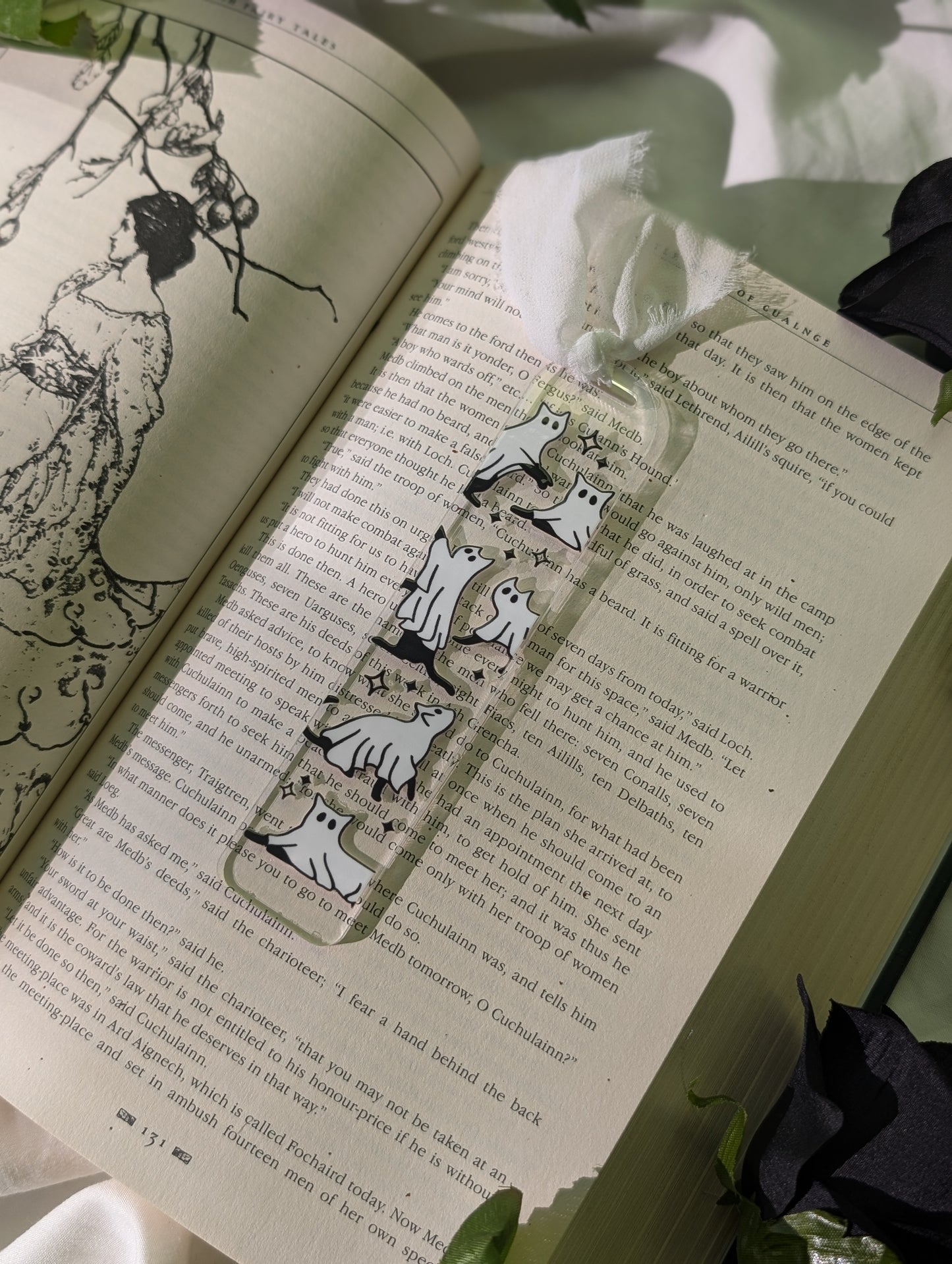 Ghosty Black Cats Halloween Acrylic Bookmark