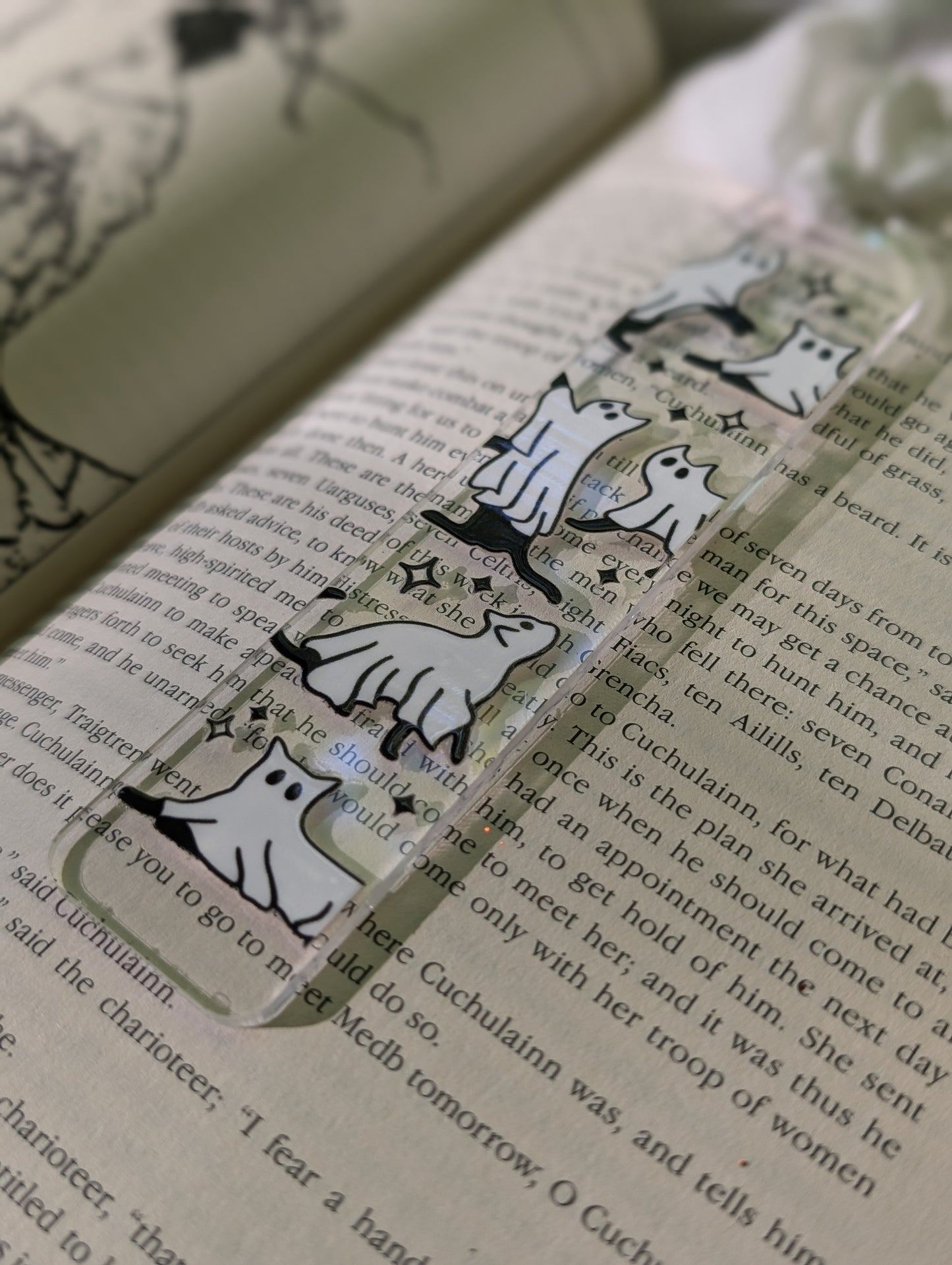 Ghosty Black Cats Halloween Acrylic Bookmark